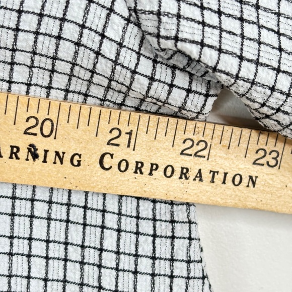 Habitat Boxy Tunic M 3/4 Sleeve Boho Lagenlook Mixed Print Black White Artsy - Picture 8 of 10